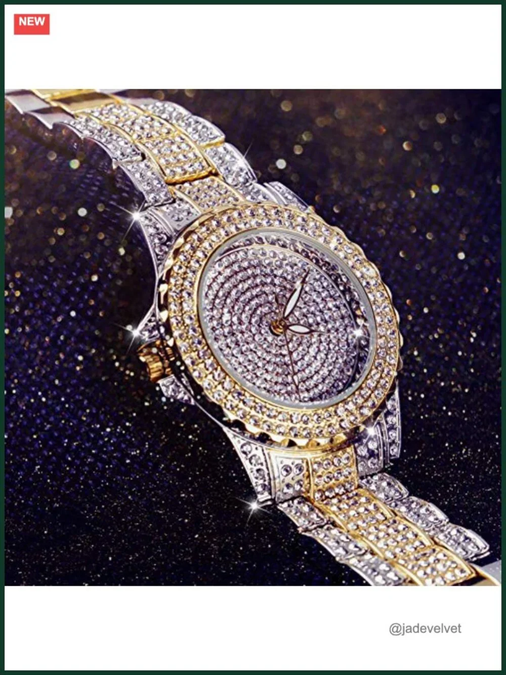Luxury Crystal Rhinestone Stainless Steel Wristwatch with Japan Quartz Movement